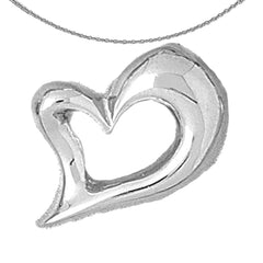 Sterling Silver Floating Heart Pendant (Rhodium or Yellow Gold-plated)