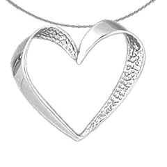 Sterling Silver Floating Heart Pendant (Rhodium or Yellow Gold-plated)