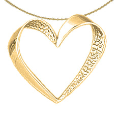 Sterling Silver Floating Heart Pendant (Rhodium or Yellow Gold-plated)