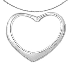 Sterling Silver Floating Heart Pendant (Rhodium or Yellow Gold-plated)