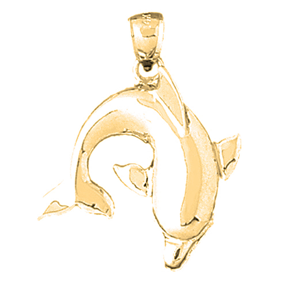 Yellow Gold-plated Silver Dolphin Pendant