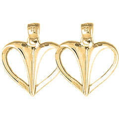 14K or 18K Gold 21mm Floating Heart Earrings