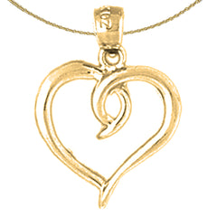 Sterling Silver Floating Heart Pendant (Rhodium or Yellow Gold-plated)