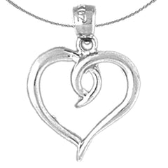 Sterling Silver Floating Heart Pendant (Rhodium or Yellow Gold-plated)