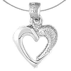 Sterling Silver Floating Heart Pendant (Rhodium or Yellow Gold-plated)