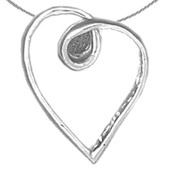 Sterling Silver Floating Heart Pendant (Rhodium or Yellow Gold-plated)