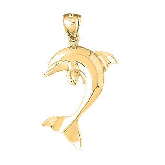 Yellow Gold-plated Silver Dolphin Pendant