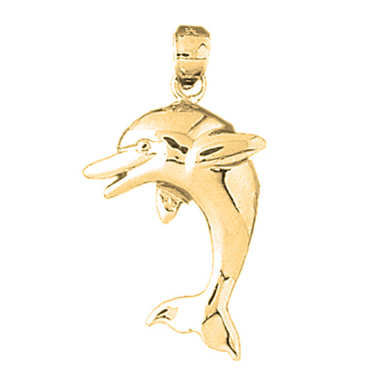 Yellow Gold-plated Silver Dolphin Pendant