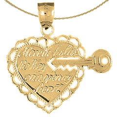 Sterling Silver Heart With Break Off Key Pendant (Rhodium or Yellow Gold-plated)
