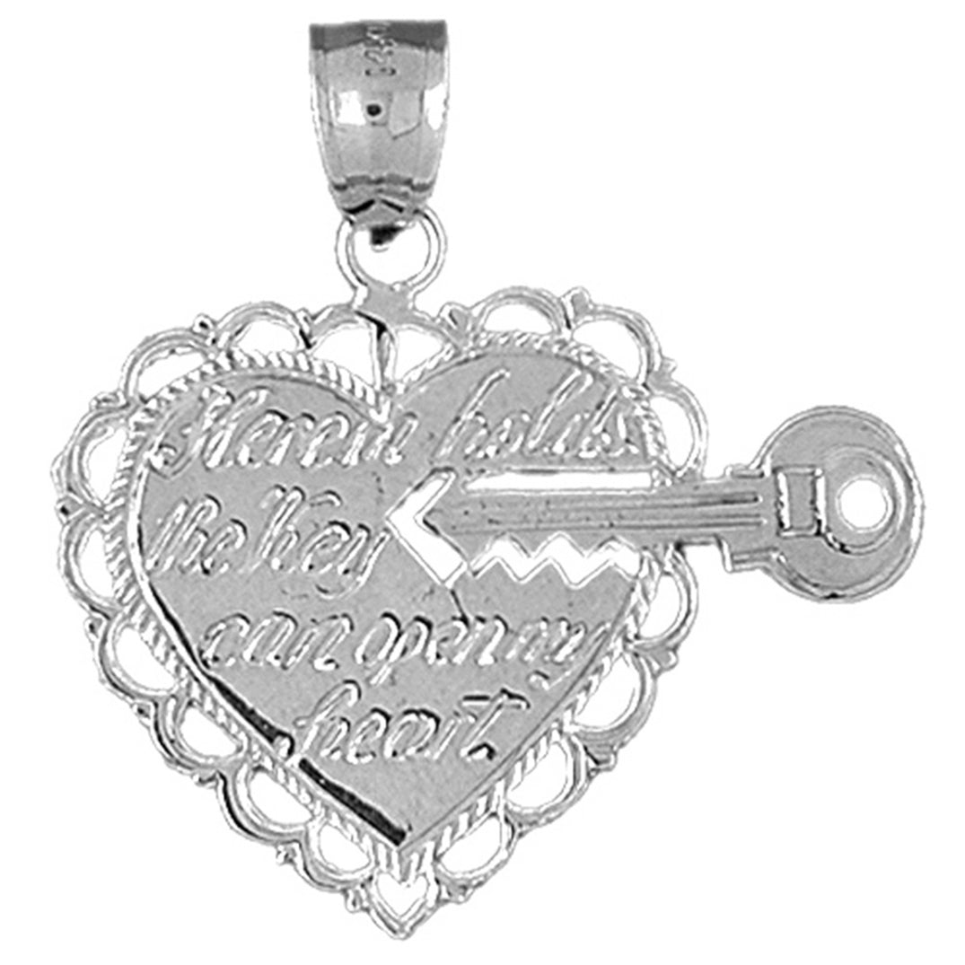 Sterling Silver Heart With Break Off Key Pendant