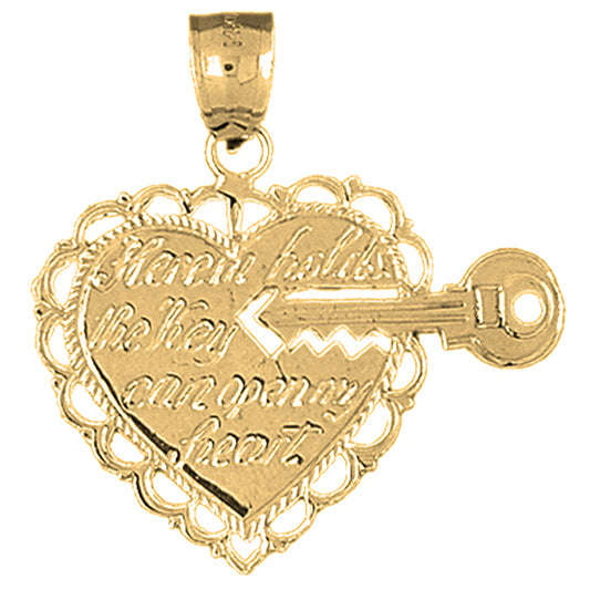 Yellow Gold-plated Silver Heart With Break Off Key Pendant
