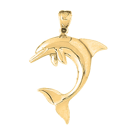 Yellow Gold-plated Silver Dolphin Pendant