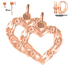 14K or 18K Gold 18mm Heart Earrings