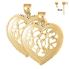 14K or 18K Gold 32mm Heart Earrings