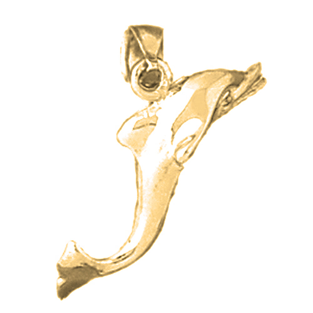 Yellow Gold-plated Silver Dolphin Pendant