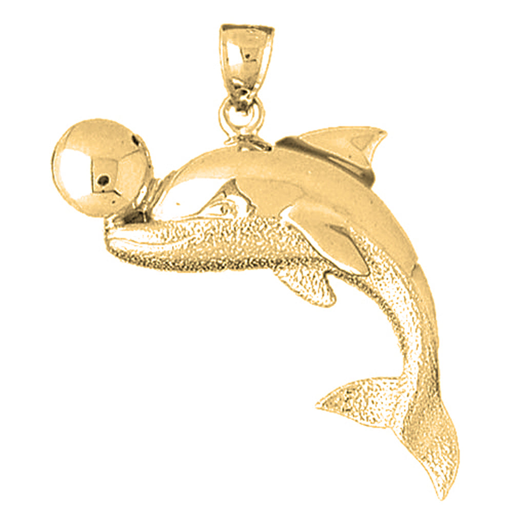 Yellow Gold-plated Silver Dolphin Pendant