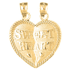 Yellow Gold-plated Silver Sweet Heart Breakable Heart Pendant