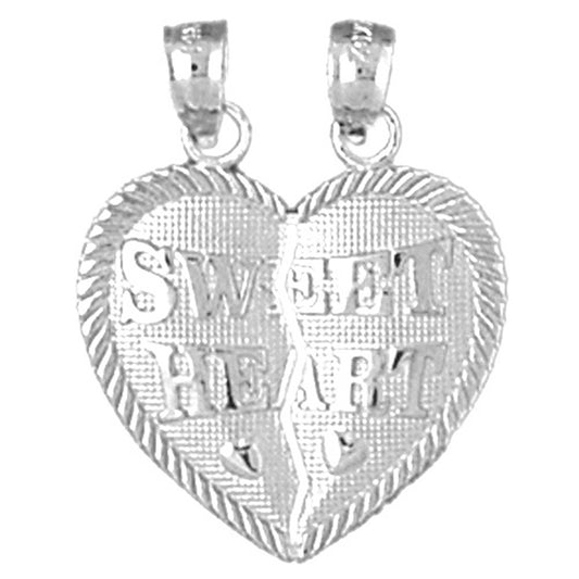 Sterling Silver Sweet Heart Breakable Heart Pendant