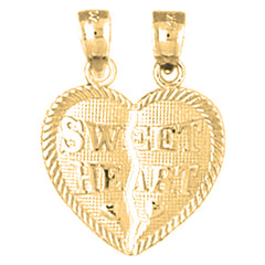 Yellow Gold-plated Silver Sweet Heart Breakable Heart Pendant