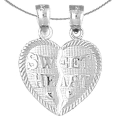 Colgante de corazón rompible con forma de corazón dulce de plata de ley (chapado en rodio o oro amarillo)