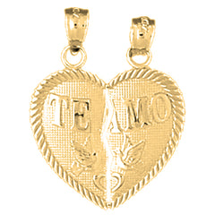 Yellow Gold-plated Silver Te Amo Breakable Heart Pendant