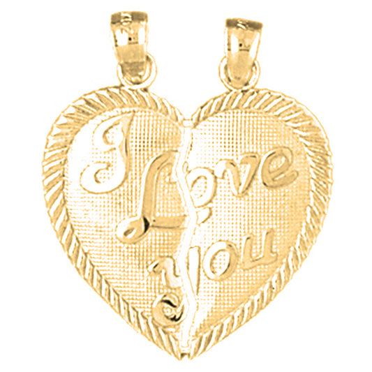 Yellow Gold-plated Silver I Love You Breakable Heart Pendant