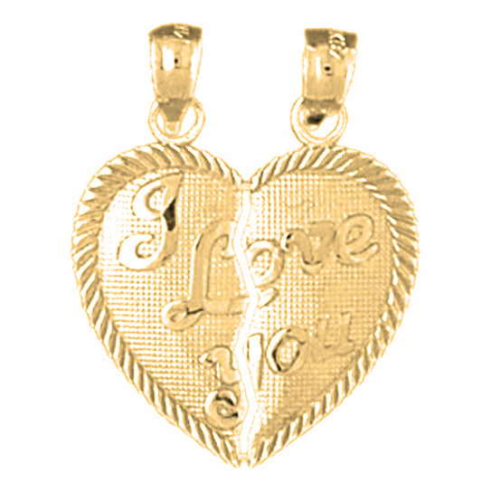 Yellow Gold-plated Silver I Love You Breakable Heart Pendant