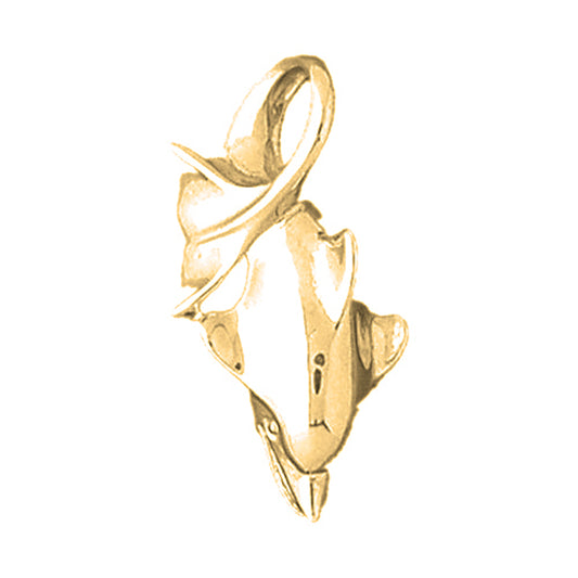 Yellow Gold-plated Silver Dolphin Pendant