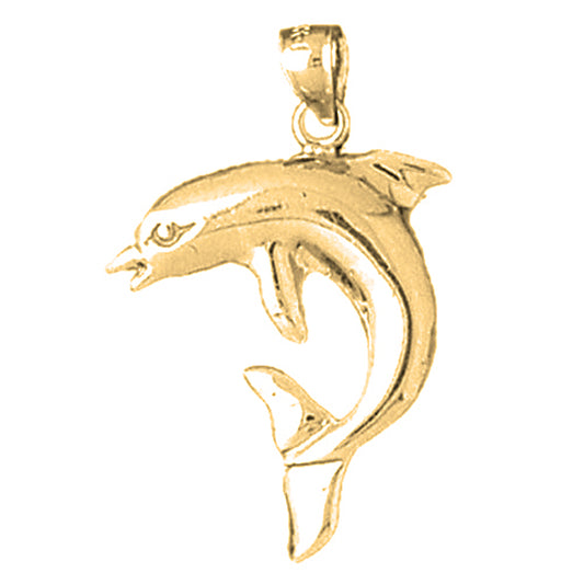 Yellow Gold-plated Silver Dolphin Pendant