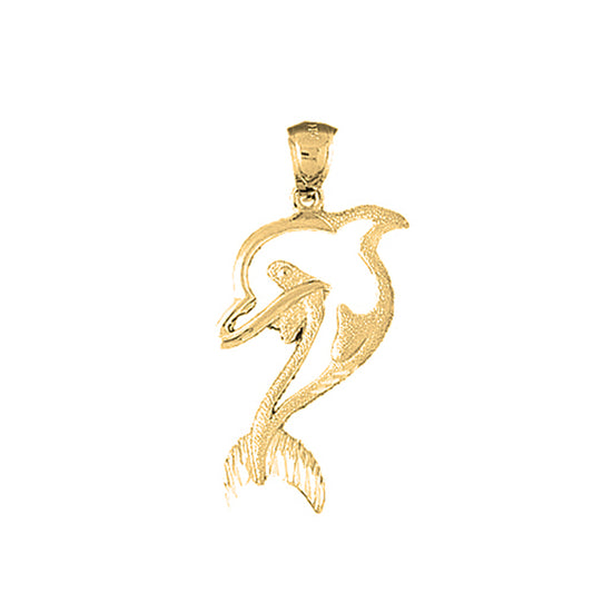 Yellow Gold-plated Silver Dolphin Pendant