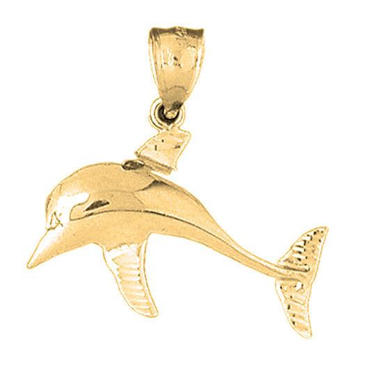 Yellow Gold-plated Silver Dolphin Pendant