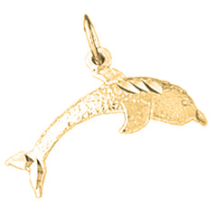 Yellow Gold-plated Silver Dolphin Pendant