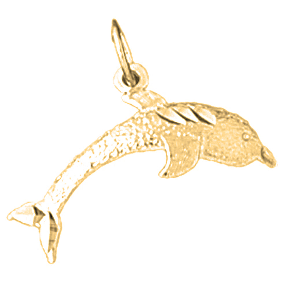 14K or 18K Gold Dolphin Pendant