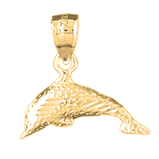 Yellow Gold-plated Silver Dolphin Pendant