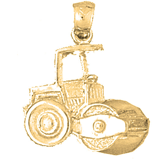 Yellow Gold-plated Silver Steam Roller Pendant