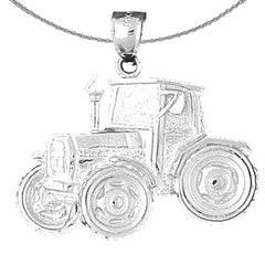 Sterling Silver Tractor Pendant (Rhodium or Yellow Gold-plated)