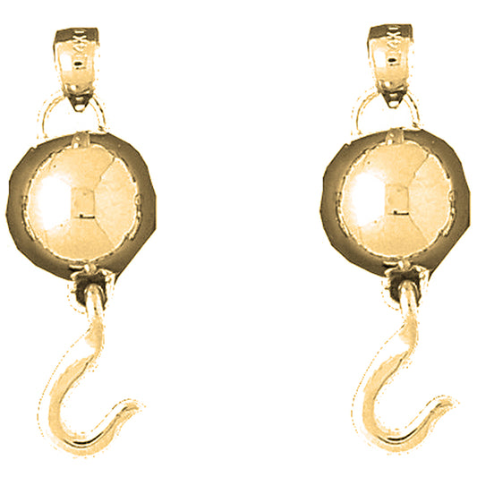 14K or 18K Gold 33mm Ball And Chain Earrings