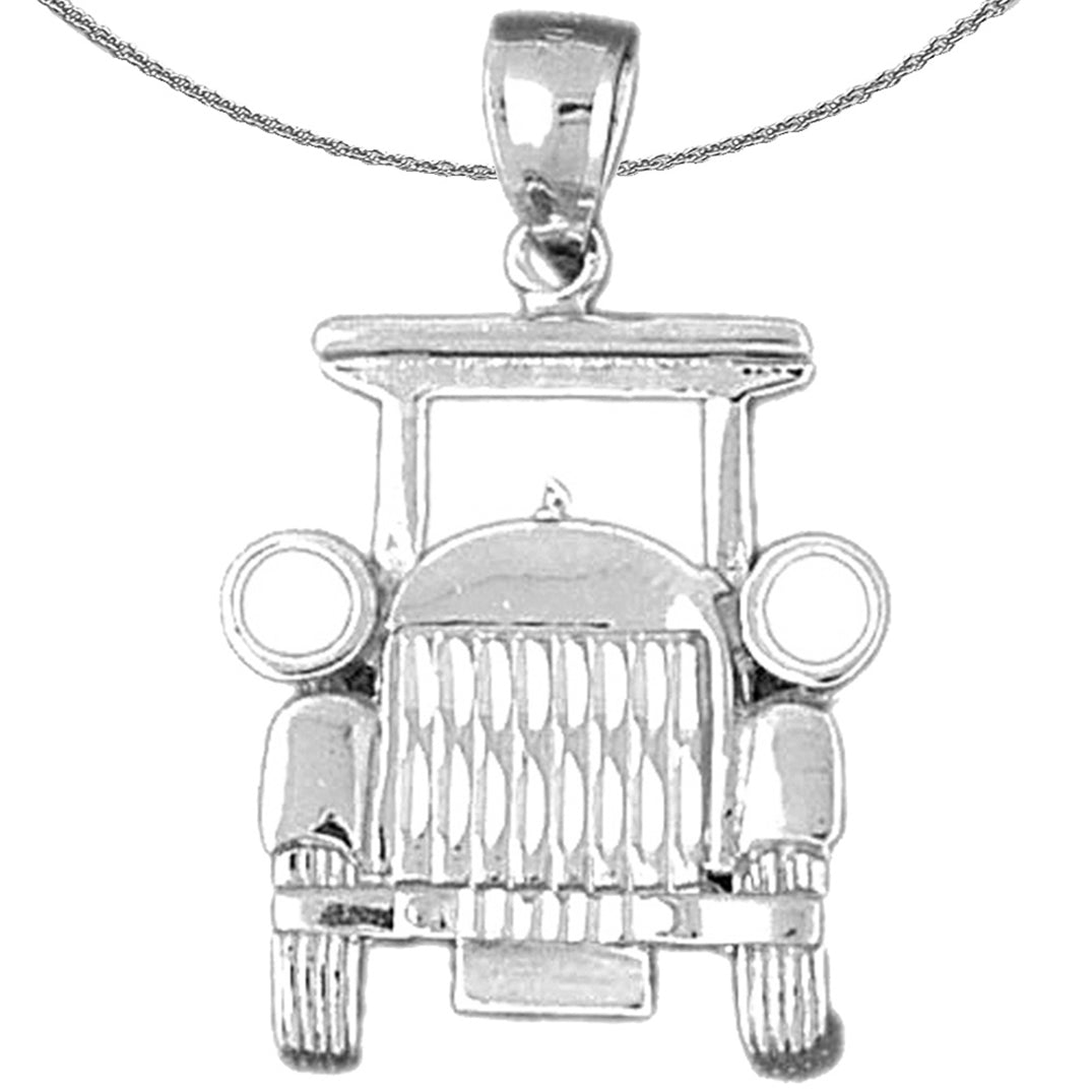Sterling Silver Buggy Car Pendant (Rhodium or Yellow Gold-plated)