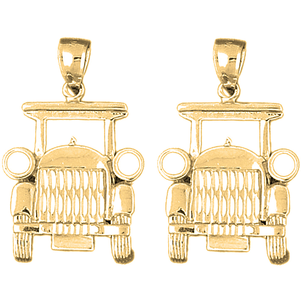 Yellow Gold-plated Silver 33mm Buggy Car Earrings