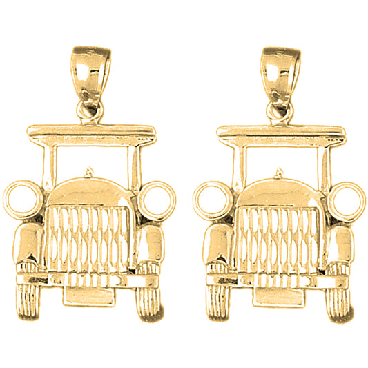 Yellow Gold-plated Silver 33mm Buggy Car Earrings