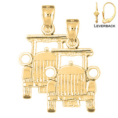 Sterling Silver 26mm Buggy Car Earrings (White or Yellow Gold Plated)