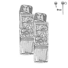 Sterling Silver 21mm 3D Car Earrings (White or Yellow Gold Plated)