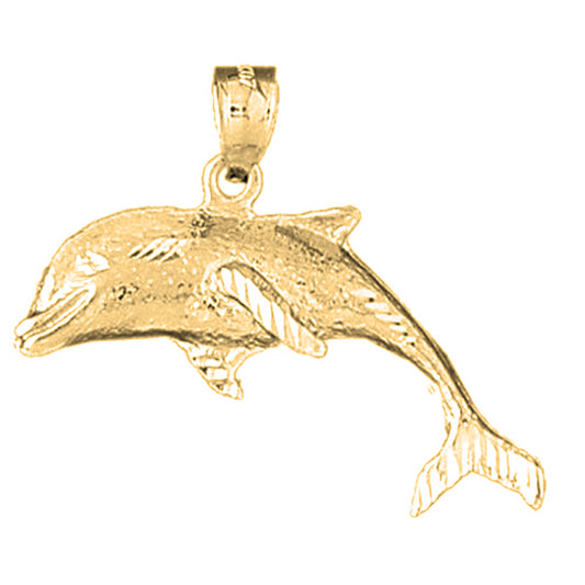 Yellow Gold-plated Silver Dolphin Pendant