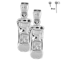 Sterling Silver 24mm 3D Car Earrings (White or Yellow Gold Plated)