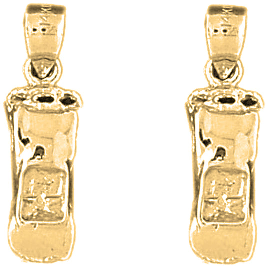 Yellow Gold-plated Silver 24mm 3D Car Earrings