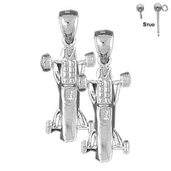Sterling Silver 30mm 3D Car Earrings (White or Yellow Gold Plated)