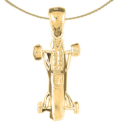 Sterling Silver 3D Car Pendant (Rhodium or Yellow Gold-plated)