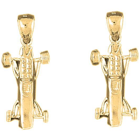 Yellow Gold-plated Silver 30mm 3D Car Earrings