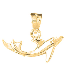 Yellow Gold-plated Silver Dolphin Pendant