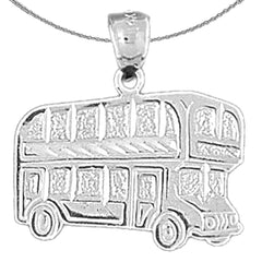 Sterling Silver Tour Bus Pendant (Rhodium or Yellow Gold-plated)